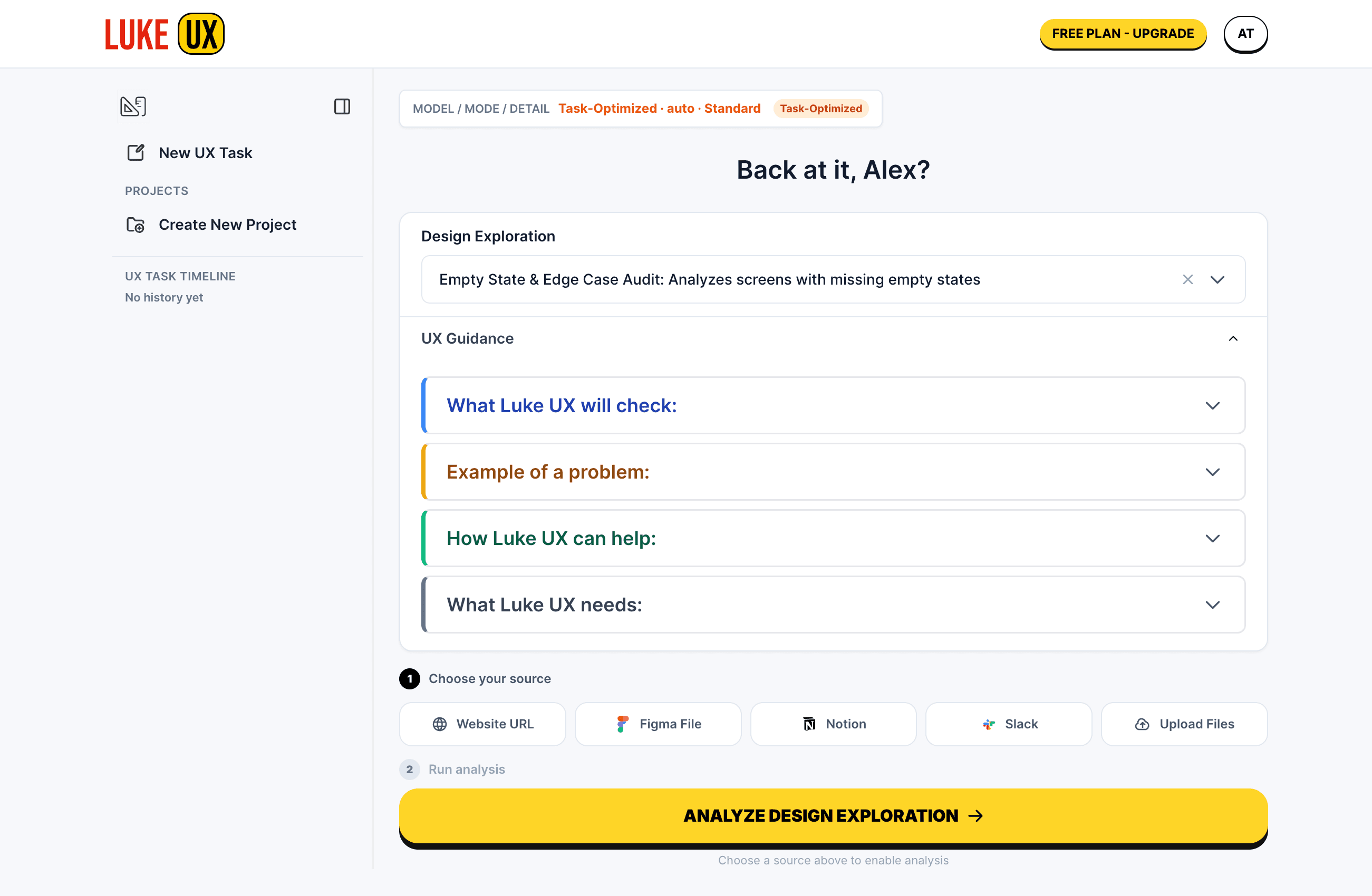 Luke UX screenshot 2